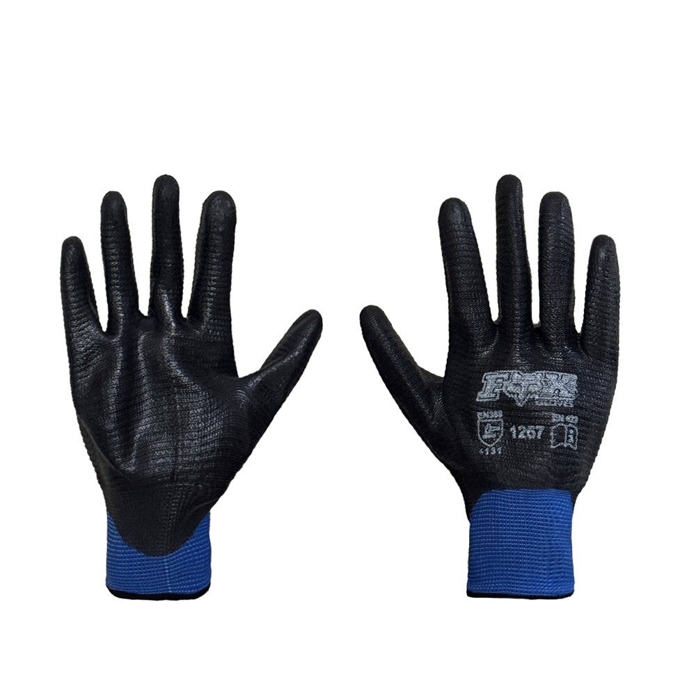 دستکش ایمنی تمام مواد شیاری فوکس آبی مشکی کد 1257 اسپادانا